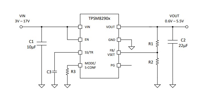 Schematic - Texas Instruments TPSM82902 Buck Converter